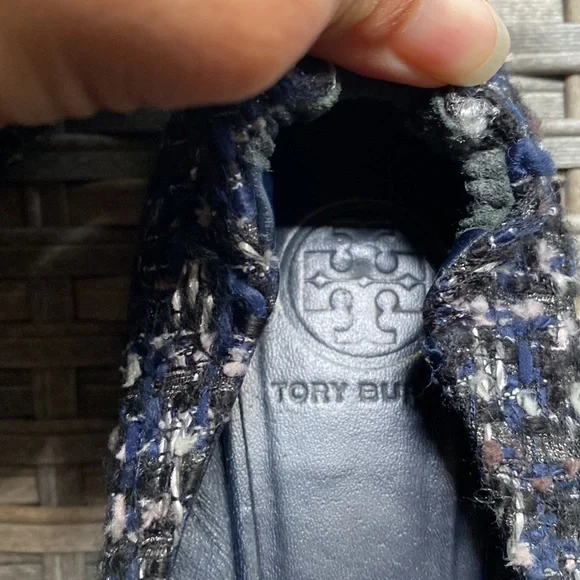 Tory Burch Navy Blue  Serena Tweed Ballet Flats 8 - Picture 3 of 6